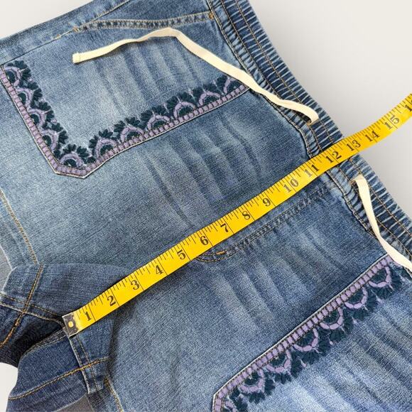 INC International Concepts Denim Embroidered Elastic Waist Blue Jean Shorts XXL - Picture 11 of 13